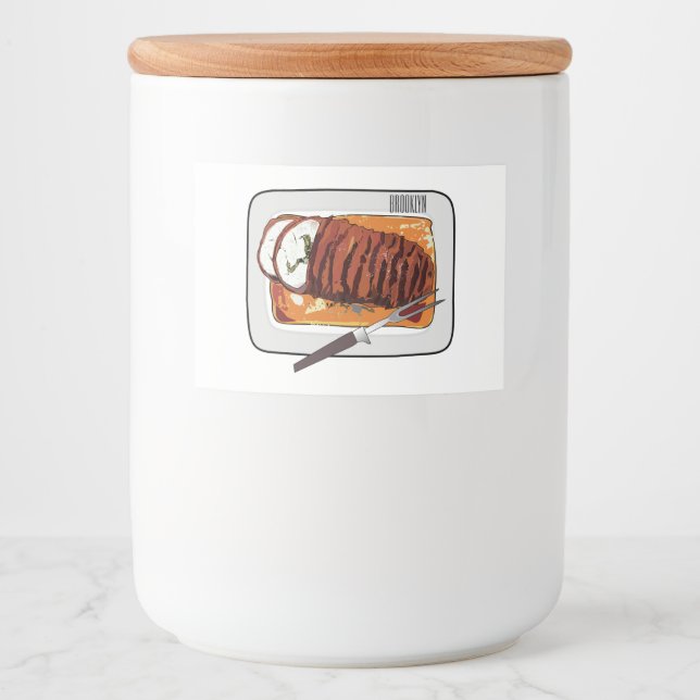 Etiqueta Para Comida Ilustracion personalizado de pavo asado (Anverso)
