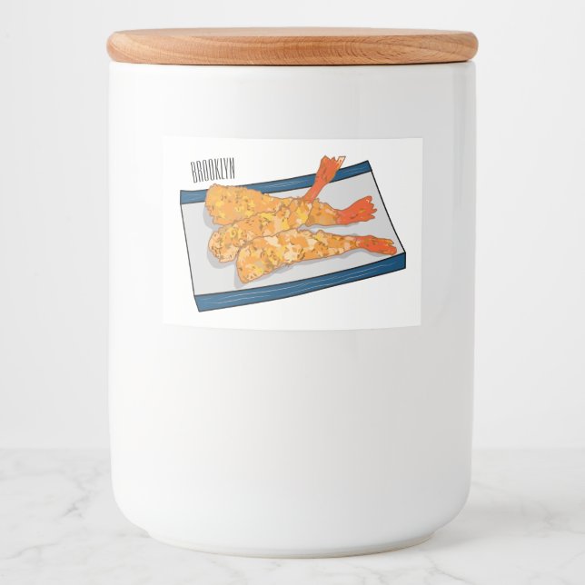 Etiqueta Para Comida Ilustracion personalizado de tempura gambas (Anverso)