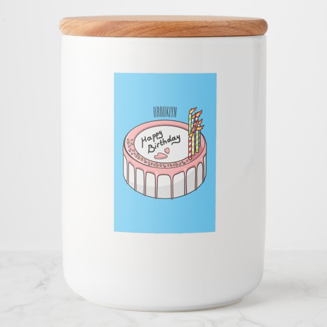 Etiqueta Para Comida Ilustracion personalizado de torta de cumpleaños (Anverso)