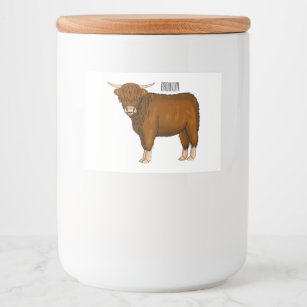 Etiqueta Para Comida Ilustracion personalizado de vaca de Highland
