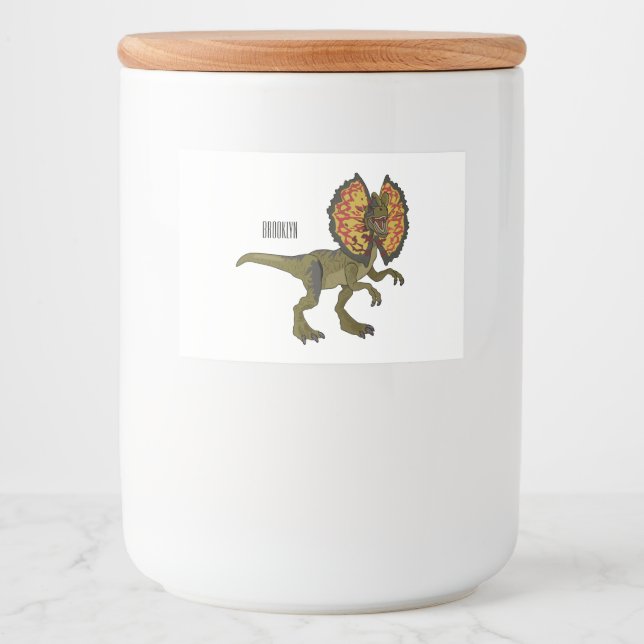 Etiqueta Para Comida Ilustracion personalizado Dilophosaurus (Anverso)