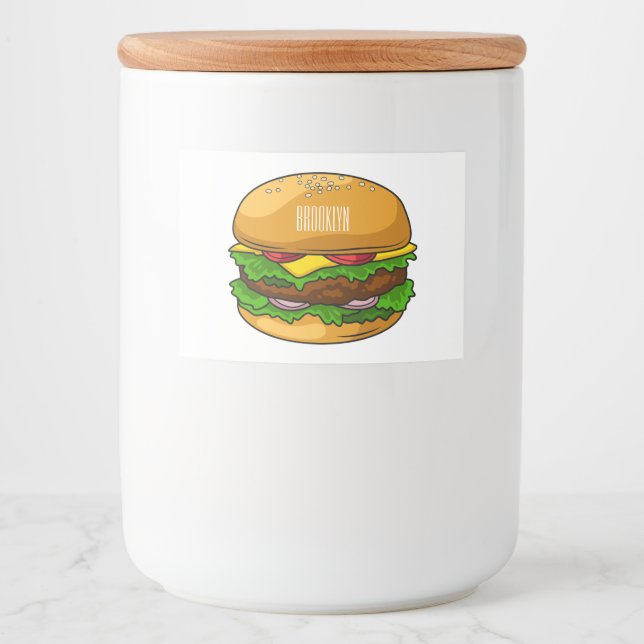 Etiqueta Para Comida Ilustracion personalizado Hamburger (Anverso)