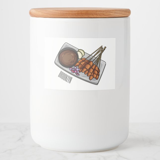 Etiqueta Para Comida Ilustracion Satay personalizado (Anverso)