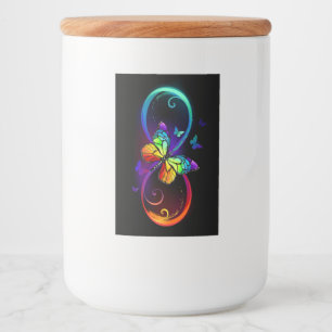 Etiqueta Para Comida Infinidad vibrante con mariposa arco iris sobre ne