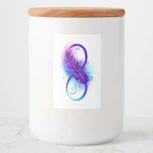 Etiqueta Para Comida Infinito con plumas púrpura