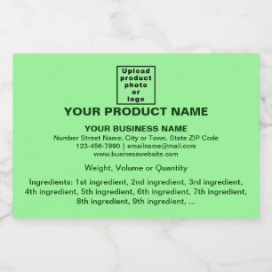 Etiqueta Para Comida Información mínima del producto, rectángulo verde 