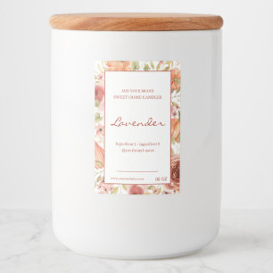 Etiqueta Para Comida ingredientes de producto florales rojos marrones
