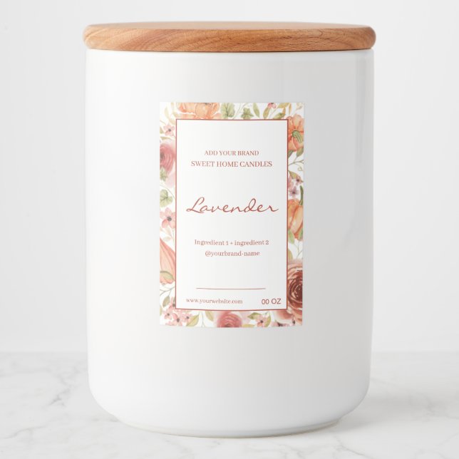 Etiqueta Para Comida Ingredientes marrones rojos florales (Anverso)