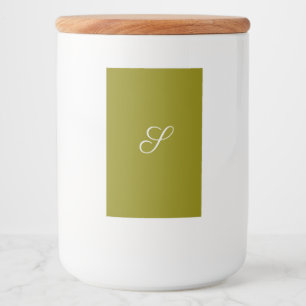 Etiqueta Para Comida Inicial de monograma minimalista verde salvia 
