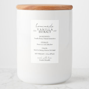 Etiqueta Para Comida Instrucción de extracción de vainilla artesanal ca