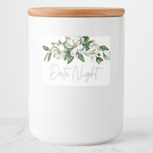 Etiqueta Para Comida Jarra de Noche de Cita Rústica Floral de Magnolia