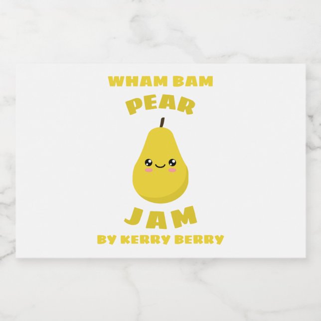 Etiqueta Para Comida Kawaii Pear Jam (Etiqueta única)