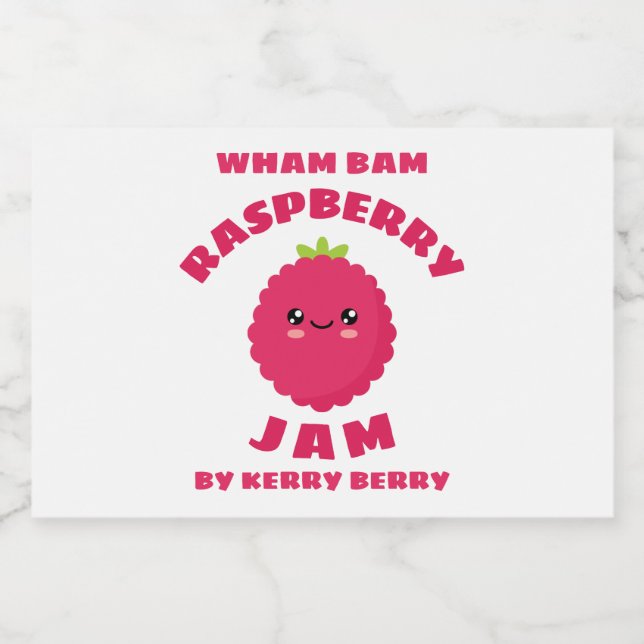Etiqueta Para Comida Kawaii Raspberry Jam (Etiqueta única)