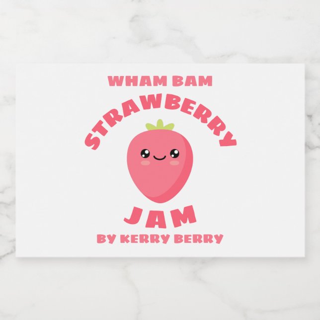Etiqueta Para Comida Kawaii Strawberry Jam (Etiqueta única)