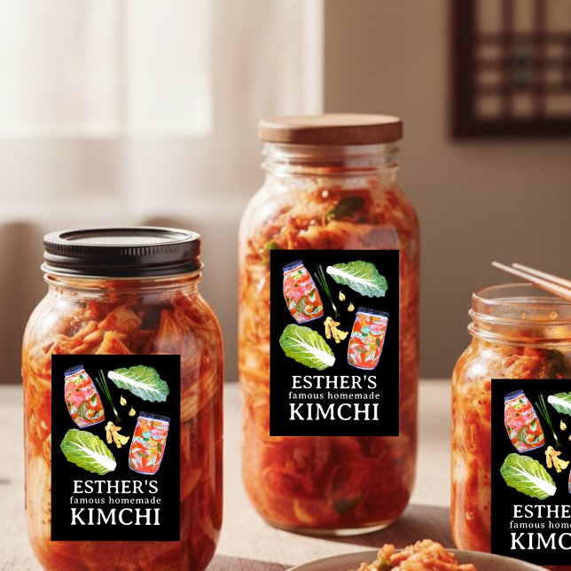Etiqueta Para Comida Kimchi Ingredients Watercolor HOMEMADE Custom  (Kimchi Ingredients Watercolor HOMEMADE Custom Food Label
)