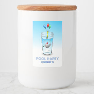 Etiqueta Para Comida La fiesta de piscina de la ballena pequeña
