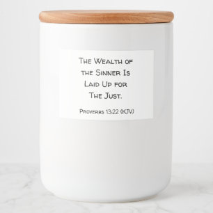 Etiqueta Para Comida La riqueza de los pecadores se prepara para los ju