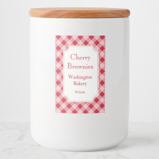 Etiqueta Para Comida Large Red Gingham Labels  (Anverso)