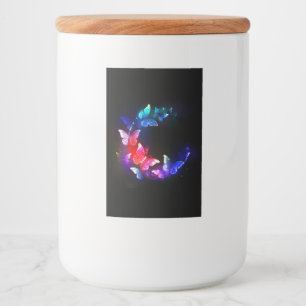 Etiqueta Para Comida Las mariposas nocturnas brillantes de Neon en el f