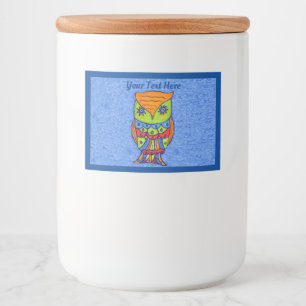 Etiqueta Para Comida Lechuza de fantasía en colores neones en tonos mix