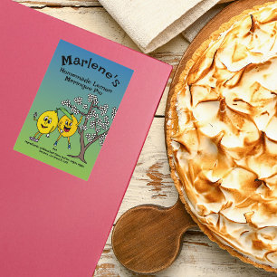 Etiqueta Para Comida Lemon Pals Divertido Personalizado Pie, Curva y má