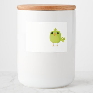 Etiqueta Para Comida Lindo Pájaro Verde Dibujos Animados