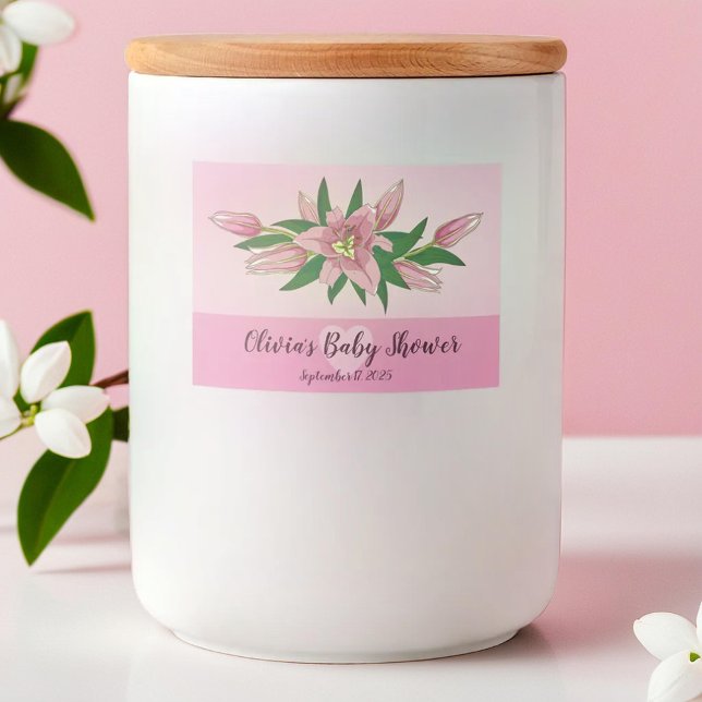 Etiqueta Para Comida Lirio de Blooming Rosa (Pink Blooming Lily Food Label)