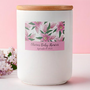Etiqueta Para Comida Lirio de Blooming Rosa