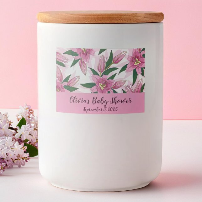 Etiqueta Para Comida Lirio de Blooming Rosa (Pink Blooming Lily Food Label)