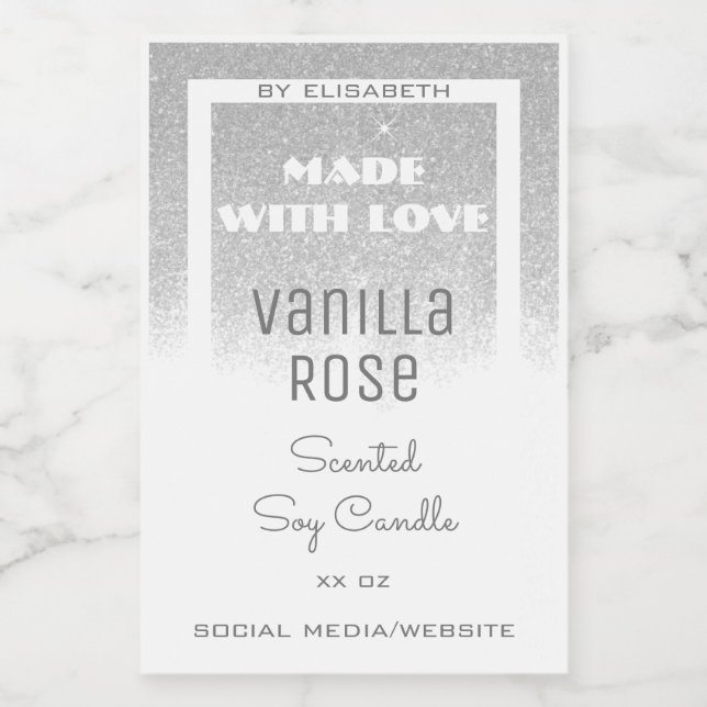 Etiqueta Para Comida Lluvia de Purpurina de plata (Etiqueta única)