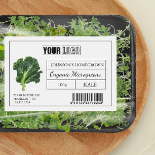 Etiqueta Para Comida Logotipo de personalizado y código de barras Kale