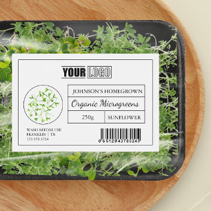 Etiqueta Para Comida Logotipo personalizado y microvegetales orgánicos 