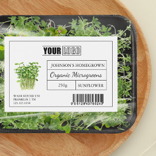 Etiqueta Para Comida Logotipo personalizado y microvegetales orgánicos 