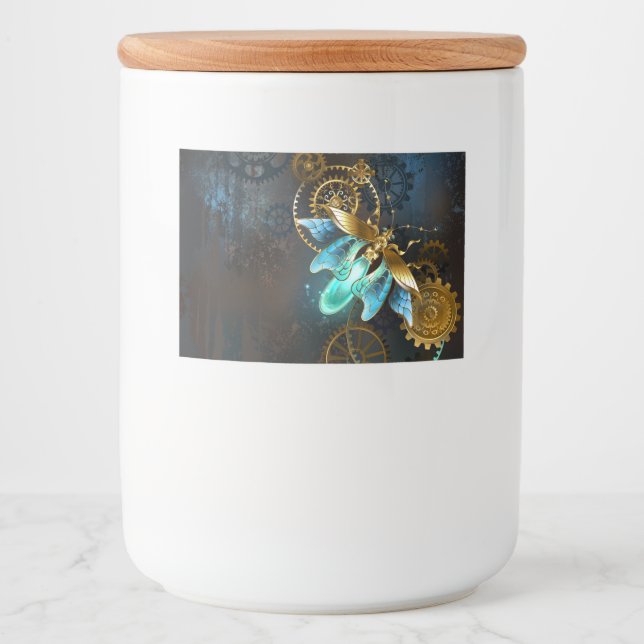 Etiqueta Para Comida Luciérnaga de Steampunk (Anverso)