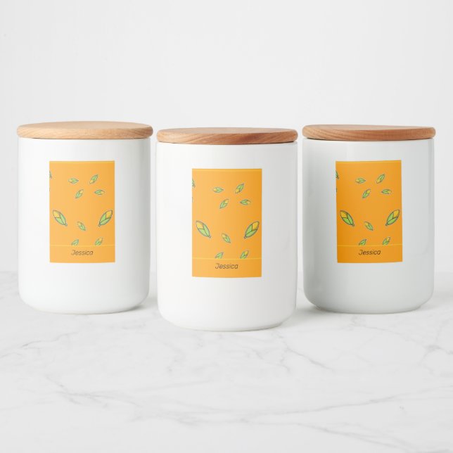 Etiqueta Para Comida Maíz con nombre personalizado en naranja (Botellas)