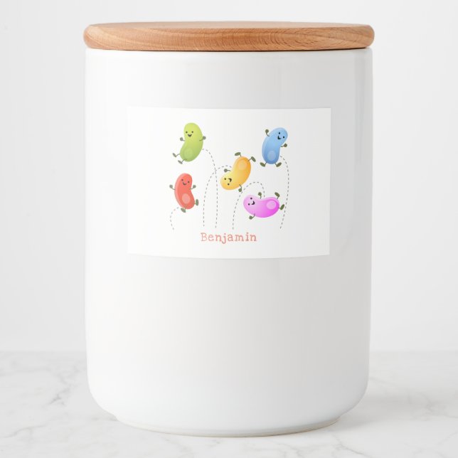 Etiqueta Para Comida Malas judías felices saltando ilustracion personal (Anverso)