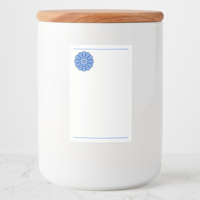 Etiqueta Para Comida Mandala en azul (Anverso)