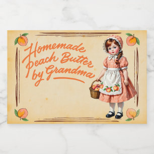 Etiqueta Para Comida Mantequilla de Melocotón Casera de la Abuela - Vin