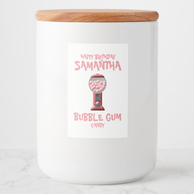 Etiqueta Para Comida Máquina de dulces de goma rosa (Anverso)