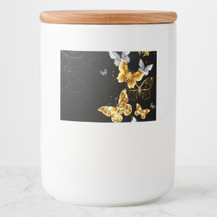 Etiqueta Para Comida Mariposas doradas y blancas