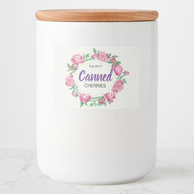 Etiqueta Para Comida Melocotones con rosas rosas rosas rosas (Anverso)