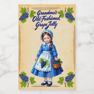 Etiqueta Para Comida Mermelada de Uva Vintage de la Abuela