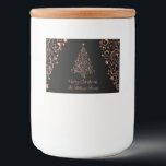 Etiqueta Para Comida Merry Christmas Tree Black Brown Copper<br><div class="desc">Elegante Merry Christmas Tree Black and Brown Copper Metallic Look,  Textos: Feliz Navidad,  La familia Williams,  puedes cambiar todo el texto e imagen,  Holiday Season Food Container Label</div>