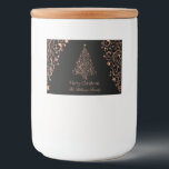Etiqueta Para Comida Merry Christmas Tree Black Brown Copper<br><div class="desc">Elegante Merry Christmas Tree Black and Brown Copper Metallic Look,  Textos: Feliz Navidad,  La familia Williams,  puedes cambiar todo el texto e imagen,  Holiday Season Food Container Label</div>