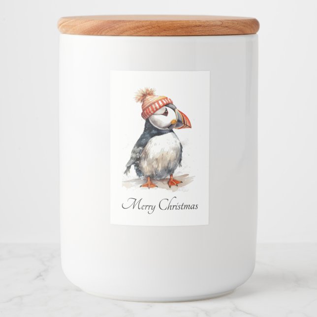 Etiqueta Para Comida Merry Puffin, personalizado (Anverso)
