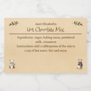 Etiqueta Para Comida Mezcla de Chocolate Caliente de Animales del Bosqu