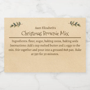Etiqueta Para Comida Mezcla para Preparar Brownies de Navidad Personali