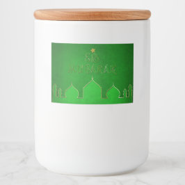 Etiqueta Para Comida Mezquita de Oro Verde de Eid Mubarak