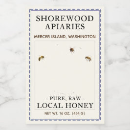 Etiqueta Para Comida Miel de lavanda 2 x 3 abejas realistas con borde d