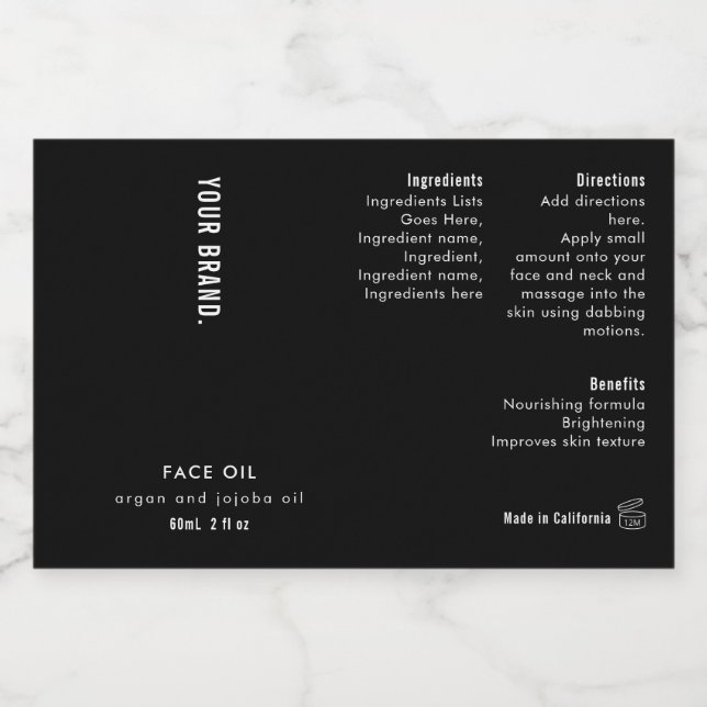 Etiqueta Para Comida Minimal Black 2oz Dropper Bottle Waterproof Label (Etiqueta única)